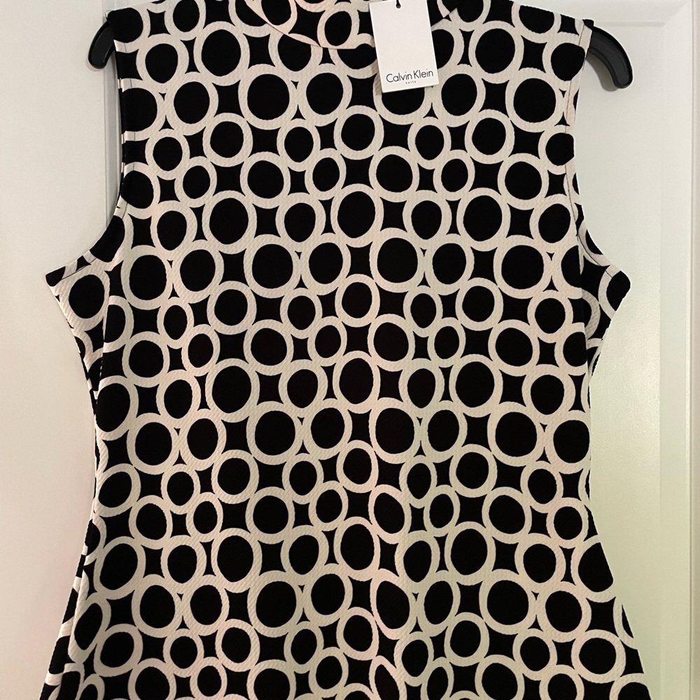 Calvin Klein Black and White Sleeveless Dress